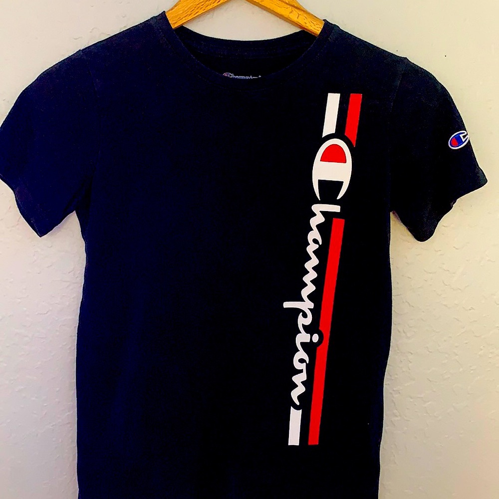 Black Champion Vertical Striped Logo